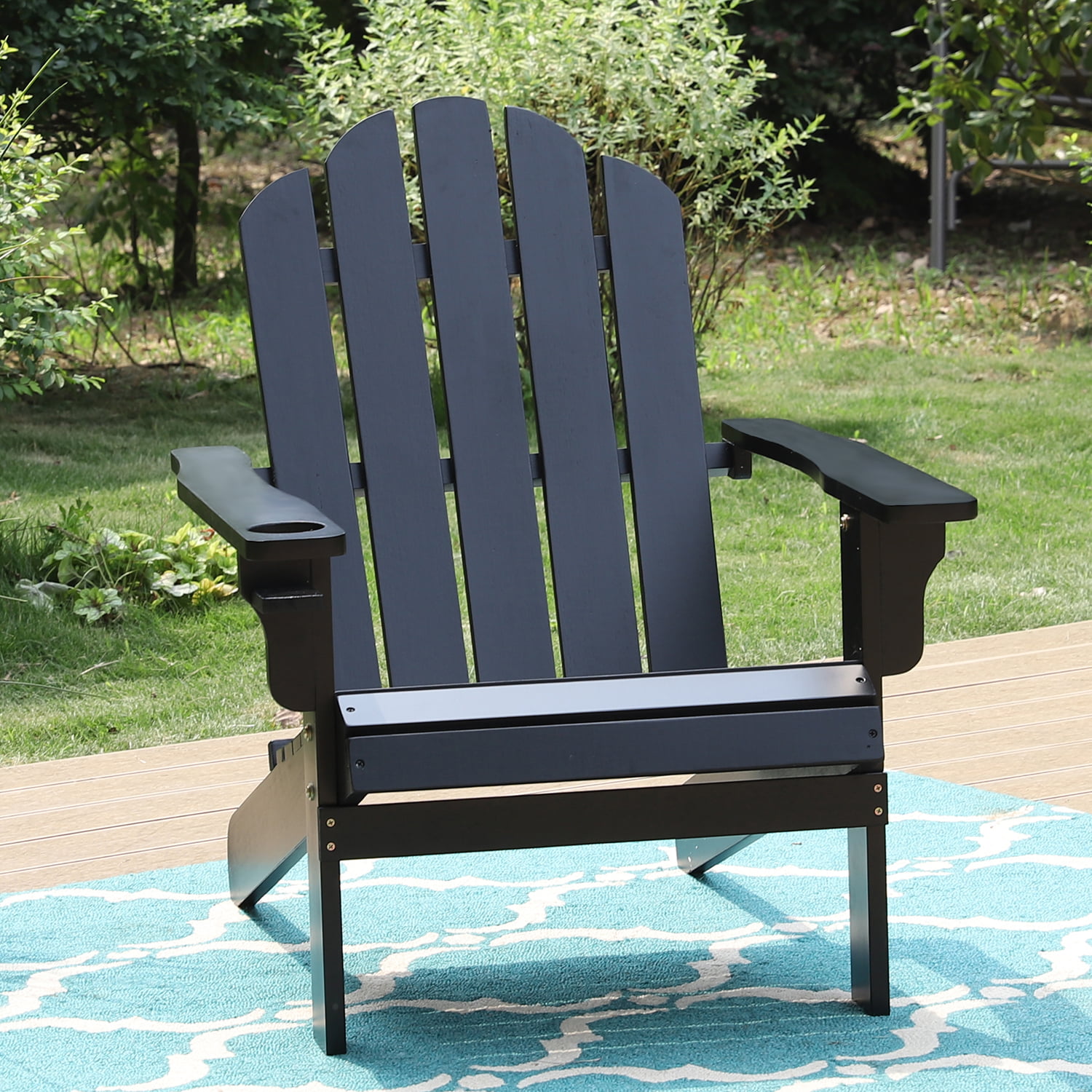 Folding Outdoor Fir Wood Adirondack Chair Lawn Patio Deck Furniture Garden Beach 