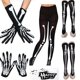 thumbnail image 3 of Maojin Decoración de Halloween Conjunto de Calcetines y Guantes de Fiesta con Estampado de Esqueleto Aterrador de Halloween para Mujer Traje de Dos Piezas, 3 of 6