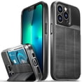 thumbnail image 1 of Vena vCommute Wallet Case Compatible with Apple iPhone 13 Pro (6.1"-inch), (Military Grade Drop Protection) Flip Leather Cover Card Slot Holder with Kickstand - Slate Black, 1 of 9
