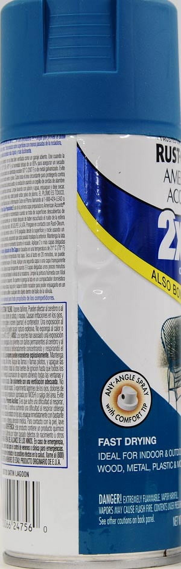 Rust-Oleum American Accents Ultra Cover 2X Satin Lagoon Spray Paint and Primer in 1, 12 oz