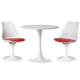 thumbnail image 7 of Mid-Century Modern White Tulip Side Chair with Red Cushioned Seat - Stylish and Comfortable Polypropylene Swivel Accent Chair for Home Office, Living Room or Kitchen Bar, 7 of 7