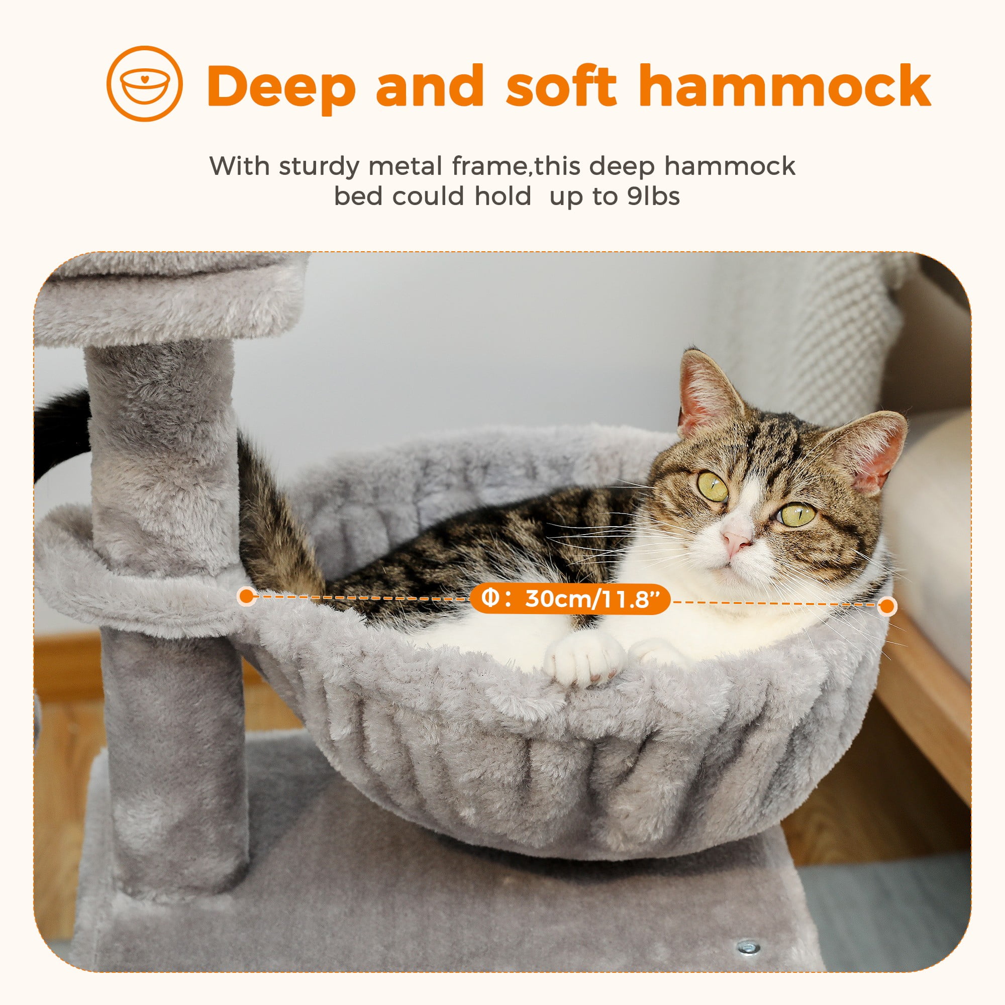 Kadyn 28.5'' Tall Cat Tree Tower, Three Tier Cat Tree House for Indoor Cats Modern Kitten Cat Climbing Tree, Grey