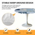 thumbnail image 2 of Elastic Fitted Round Tablecloth, Blue Floral Waterproof Stretch Table Cover for 55"-60" Tables, Spring Flowers Plants Patchwork Grid Bohemia Washable Outdoor Tablecloths for Patio, Picnic, Camping, 2 of 9