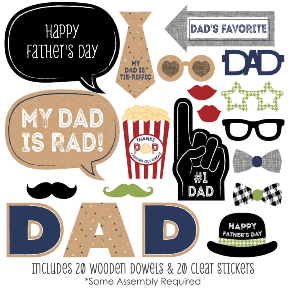 My Dad is Rad - Father's Day Photo Booth Props Kit - 20 Count - Walmart ...