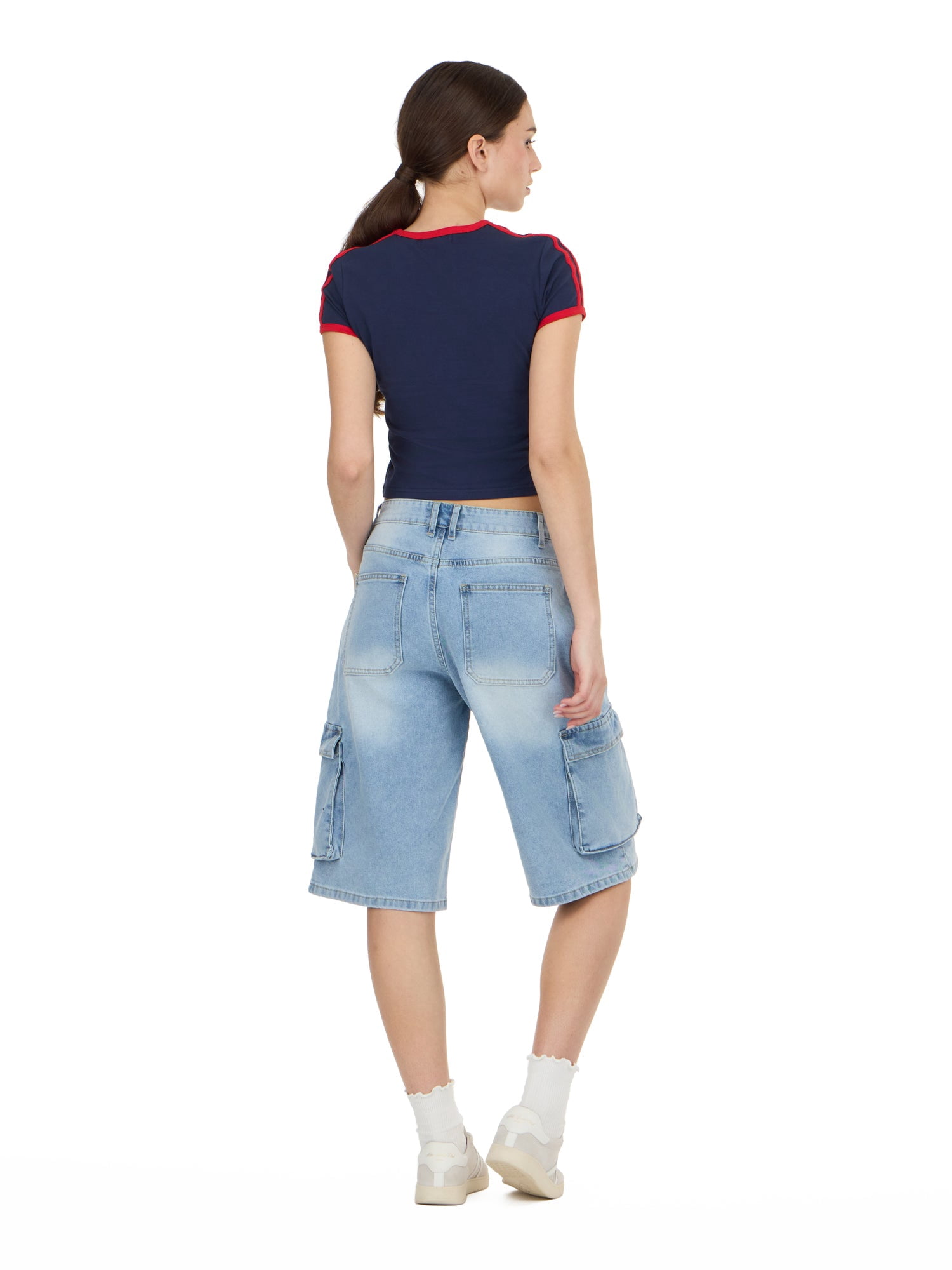 Forever 21 Women's Short Sleeve Americana USA Soccer Ringer Tee Shirt, Sizes XXS-XXL