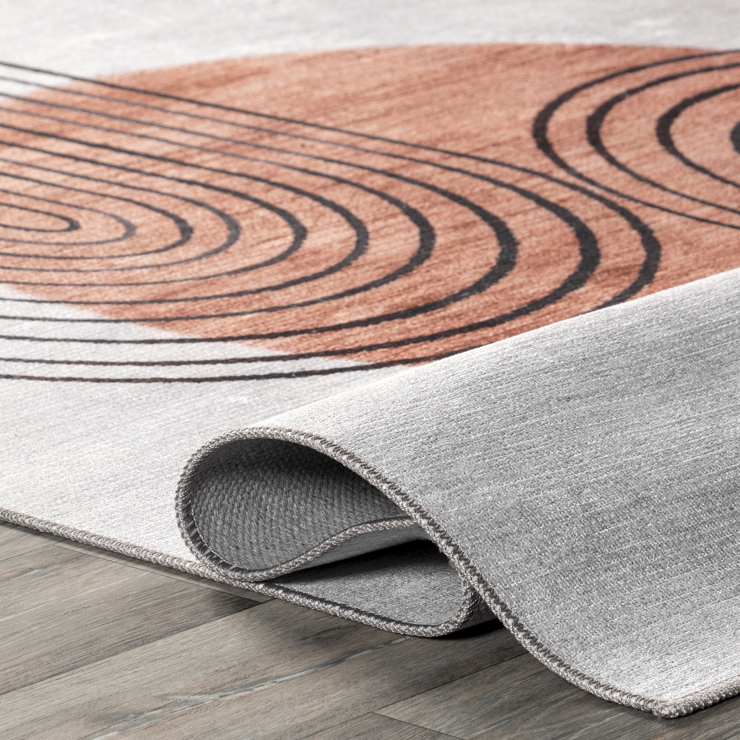 nuLOOM Martine Abstract Sun Machine Washable Area Rug, 4' x 6', Dusty White
