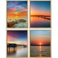 thumbnail image 2 of PixonSign Frameless Wall Art Vibrant Orange & Blue Sunset Ocean Beach Pier Prints, Set of 4 Sea Landscape Wall Decors, Nature Wall Décor, Adhesive Canvas Poster, Modern Home Artwork - 11"x14", 2 of 5