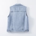 thumbnail image 5 of TrendOFT Women's Casual Denim Waistcoat Frayed Sleeveless Ripped Jacket Vest with Pockets Blue L, 5 of 7