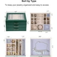 thumbnail image 3 of 3 Layer Jewelry Organizer Box with Glass Lids & 3 Drawers - Elegant Storage Solution for Necklace, Rings，Earrings, and Bracelets - Perfect for Women ASK-301 (Green), 3 of 15