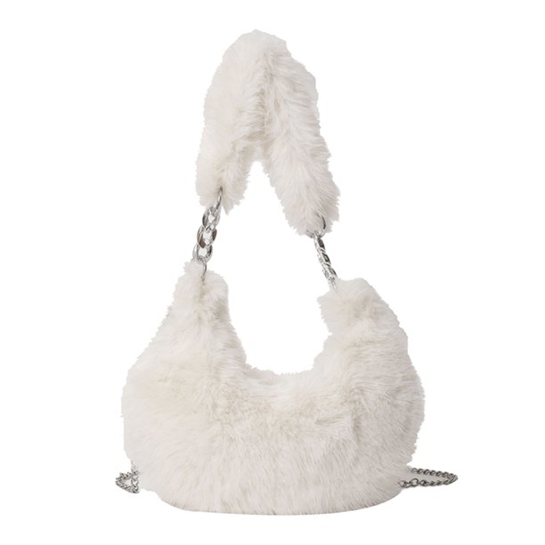Bolso Bandolera Hugtrwg con cadena para mujer Liso y suave Tipo Cartera blanco