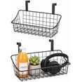 thumbnail image 2 of PYAN-Over Cabinet Door Basket with hook Grid Storage Basket, Kitchen Storage Organizer,Over Cabinet Door Organizer,Hanging it behind a door or on a railing, Small, BLack,2 Pack, 2 of 4