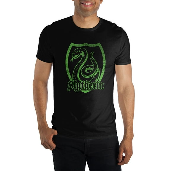 Harry Potter Slytherin Logo Specialty Soft Hand Print Men's Black Tee T-Shirt Shirt-3XLB