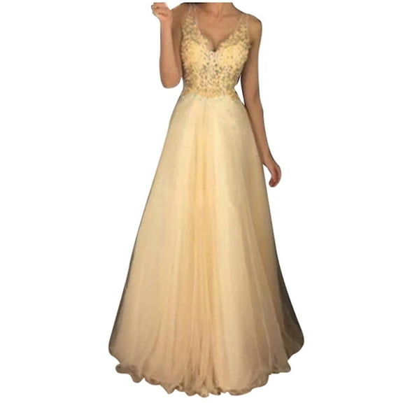 Sexy V-Neck Sleeveless Long Women Party Dress Elegant Formal Wedding Gown Fashionable Casual Wear Flowy Comfort Fit