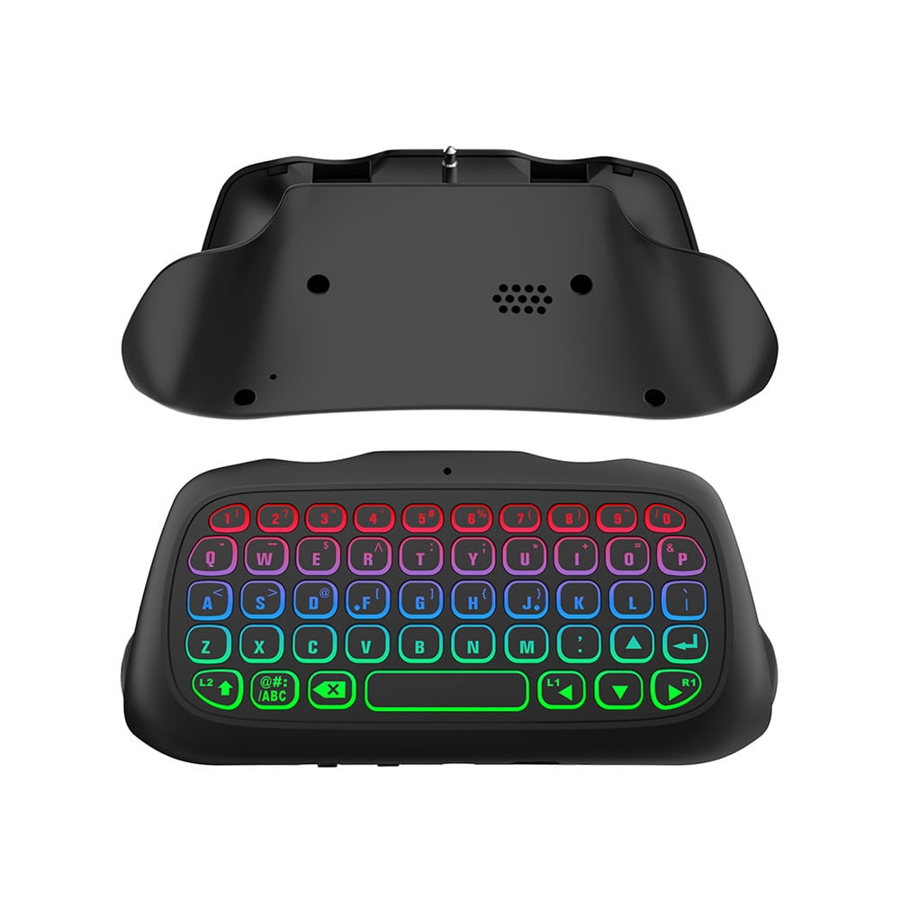 Wireless Keyboard for PS5 Controller, RGB Backlight Keyboard Bluetooth Mini Keypad Chatpad for PlayStation 5, Game Keyboard Built-in 3.5mm Audio Jack - Black