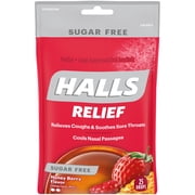 Halls Cough Drops Sugar Free Honey Berry 25 Ct Pack of 4