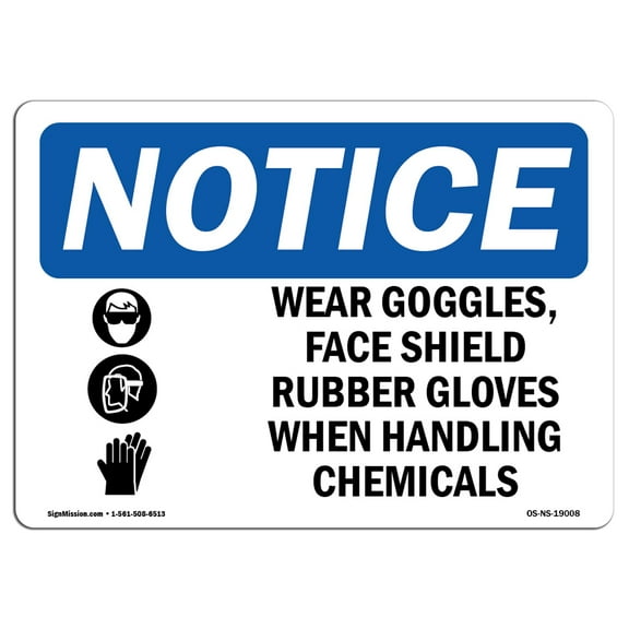 OSHA Notice Sign - Wear Goggles Face Shield & Sign With Symbol | Decal | Protect Your Business Construction Site |  Made in the USA