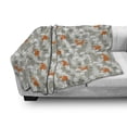 thumbnail image 3 of Fox Soft Flannel Fleece Throw Blanket, Woodland Animals in Flower Field Nursery Cartoon Sleeping Forest Fauna, Cozy Plush for Indoor and Outdoor Use, 50" x 70", Orange Pale Sage Green, by Ambesonne, 3 of 6