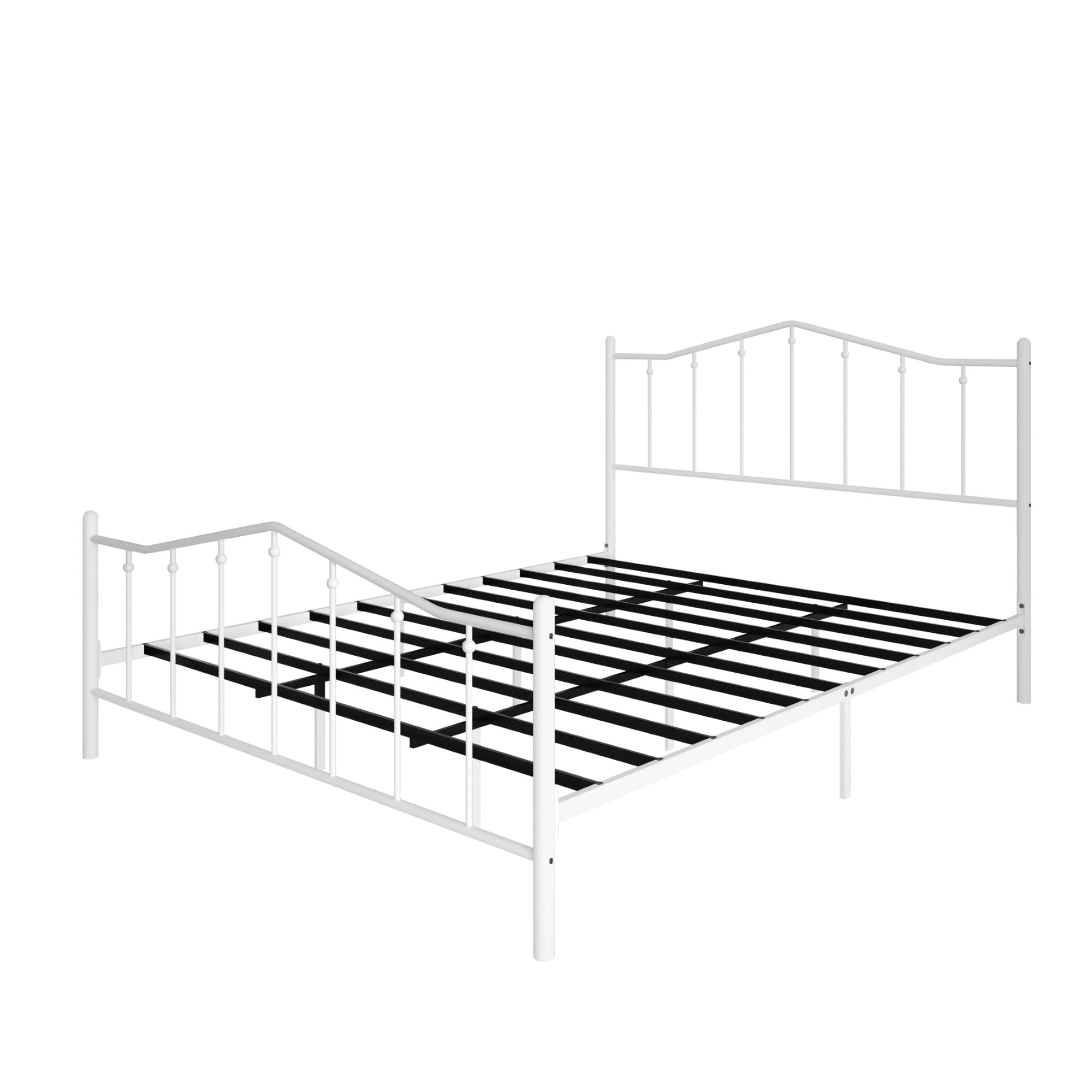 Home Design Atmore Twin Metal Platform Bed Frame, Iron Bed with Headboard & Footboard, No Box Spring Needed, White