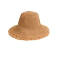 thumbnail image 2 of Deago Summer Straw Beach Sun Hats for Women UV Protection Wide Brim Travel Foldable Fringed Bucket Hat (Coffee), 2 of 9