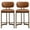 Faux Leather Brown - Antique Brass Finish, variant on Zesthouse 25.6" Modern Counter Height Bar Stools Set of 2, Faux Leather Upholstered with Curved Back, Antique Brass Metal Base, Kitchen Island Bar Chairs, Brown