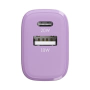 Powertek 20W USB-C PD + 18W USB-A Dual Port Wall Charger, Two-Tone Pastel, Purple