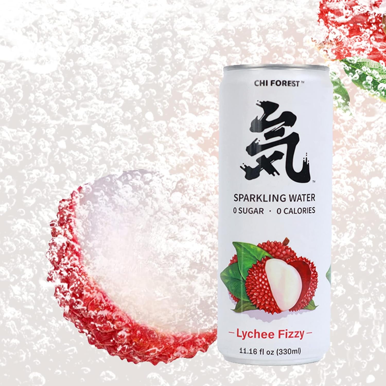 Genki Forest Sparkling Water Lychee Fizzy, 11.15 fl. oz Can, Pack