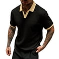 thumbnail image 2 of VgaVtl Men's Polo Short Sleeve Knit Summer Tee Shirts for Men Golf Business Color Block Collared Leisure, 2 of 5