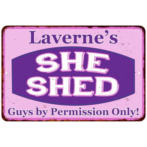 Laverne's Purple & Pink SHE SHED Vintage Sign 12x18 Woman Decor 112180040432