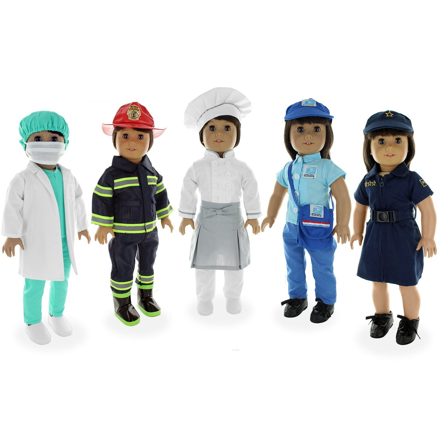 Doll Clothes - 22 pieces - 5 Sets - Labor & Career Outfit Sets Fits American Girl Dolll and other 18 inch Dolls