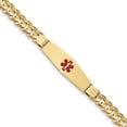 thumbnail image 1 of 14K Yellow Gold Medical Soft Diamond Shape Red Enamel Curb ID Bracelet, 1 of 3