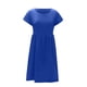 thumbnail image 4 of ICHUANYI Clearance Women's Casual Summer Cotton Linen Solid Color Round Neck Short Sleeve Dress Midi Dress(Blue, M) ICHUANYI WER2023081002350, 4 of 5