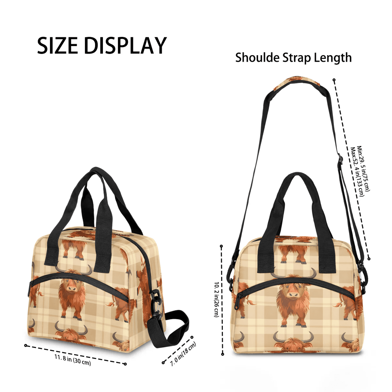 Herdesigns Western Bull Insulated Lunch Bag for Women Men Adult, Reusable Insulated Cooler Lunch Box Lunch Tote Bag for Work Picnic Beach