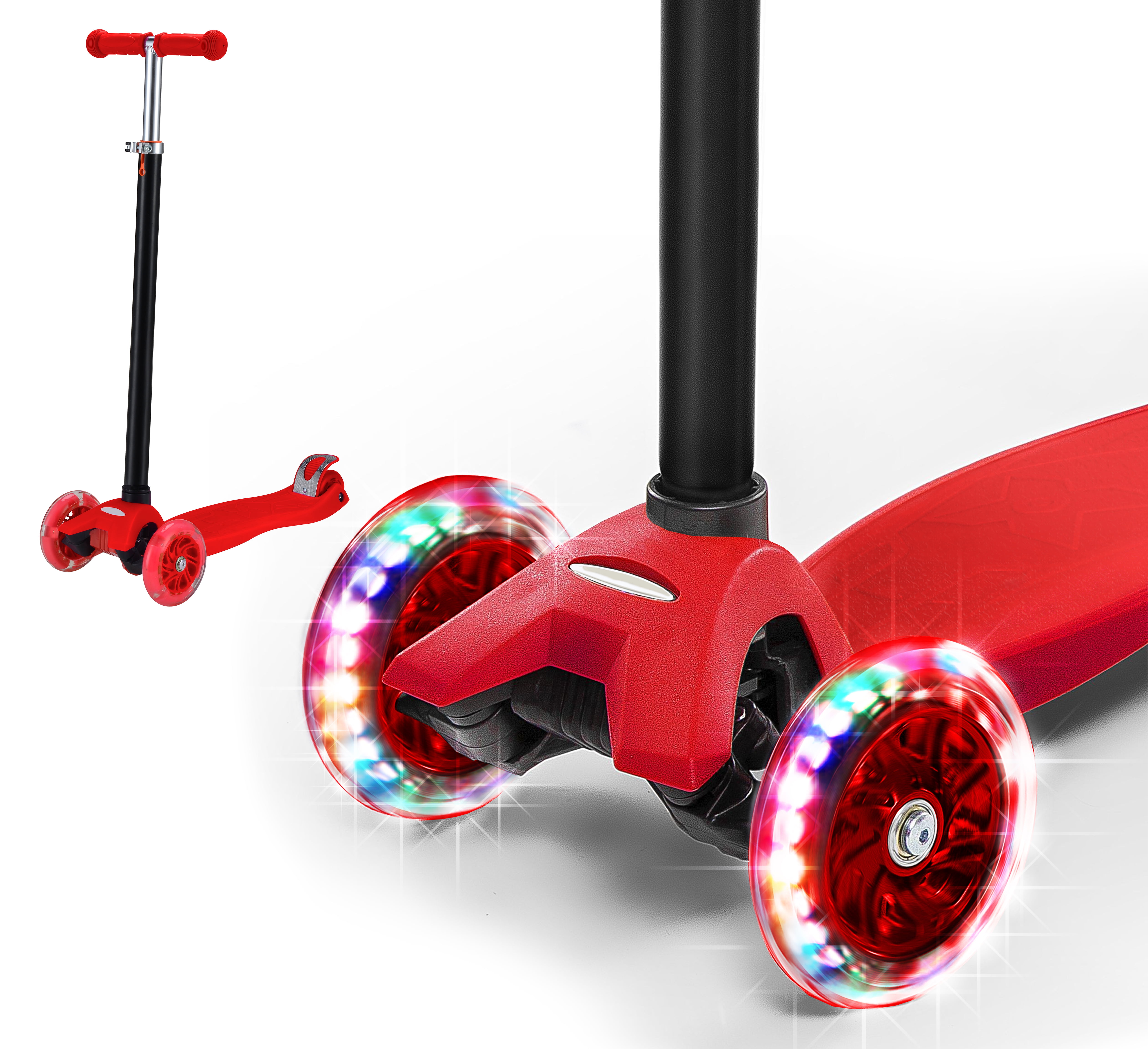 Ajustable LED Scooter for Kids Deluxe 3Wheel with Kick n Go Lean 2 Turn 2 colors 