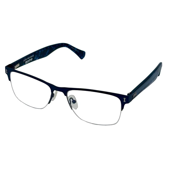 John Varvatos Rectangle Mens Navy Rimless Metal Eyewear Frame V181. 54mm