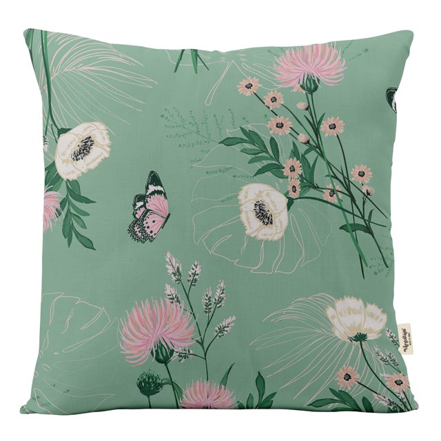 Vargottam Luxury, Printed Mint Green5 CushionCoversDecorative PillowCoversSquareThrow Pillowcase -16x16Inches