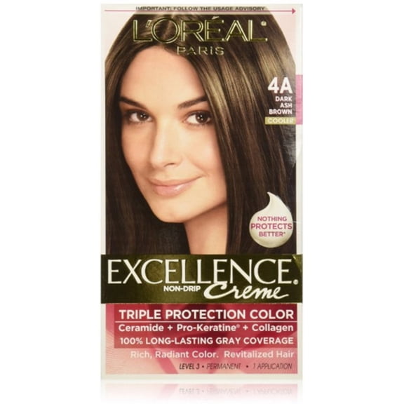 L'Oreal Paris Excellence Creme Haircolor, Dark Ash Brown [4A] (Cooler) 1 ea (Pack of 3)