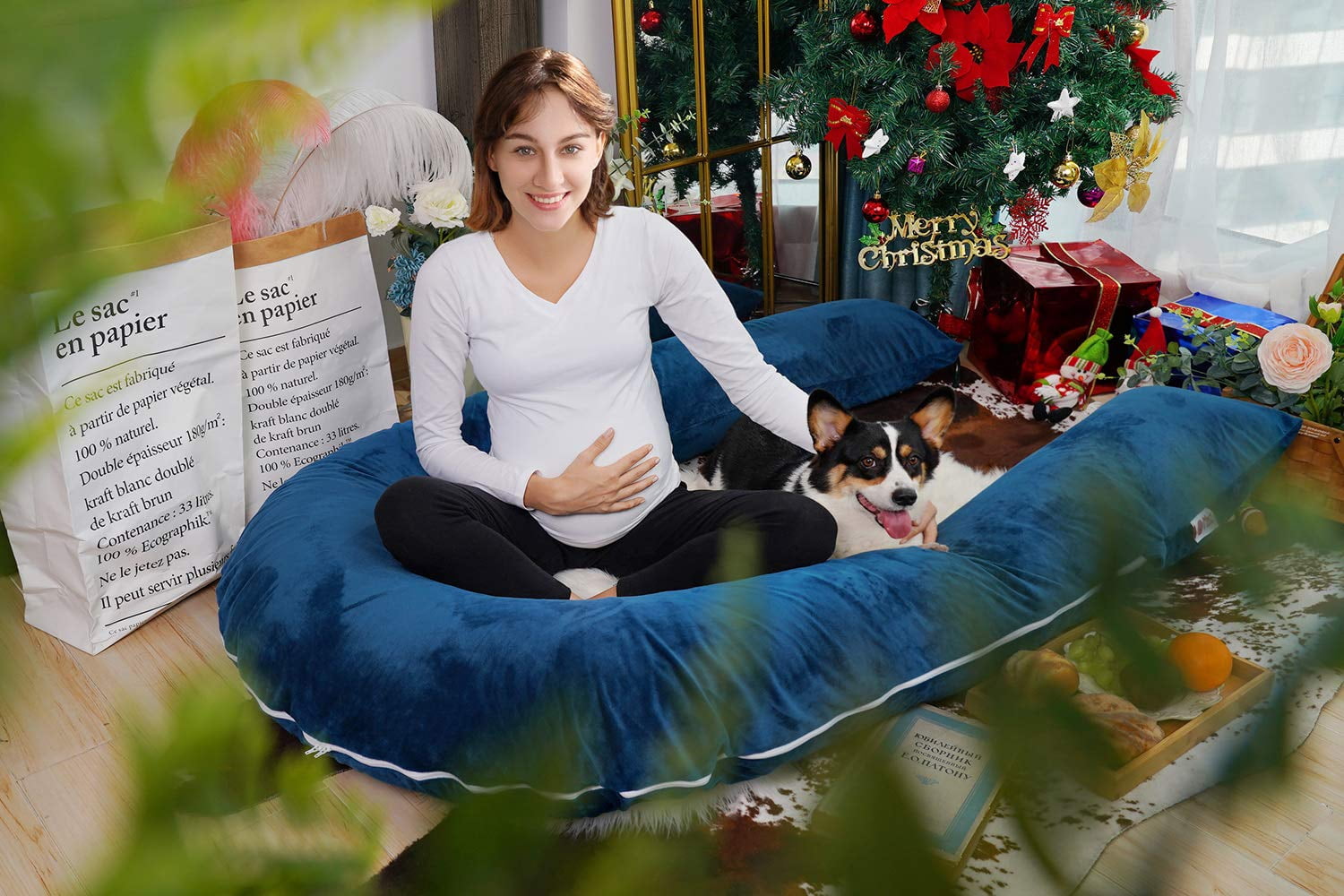 Pillow  Body Pillows For Sleeping 65" Maternity Women With Cover Blue