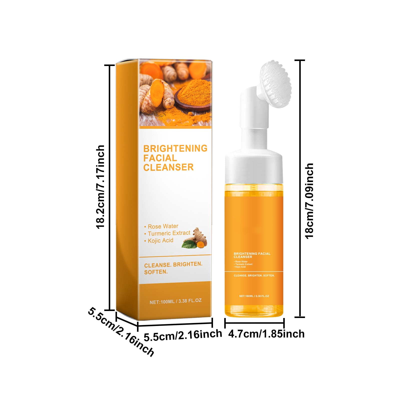 Alvantor Brightening Foaming Facial Cleanser with Turmeric and Hyaluronic Acid, 3.38 fl. oz