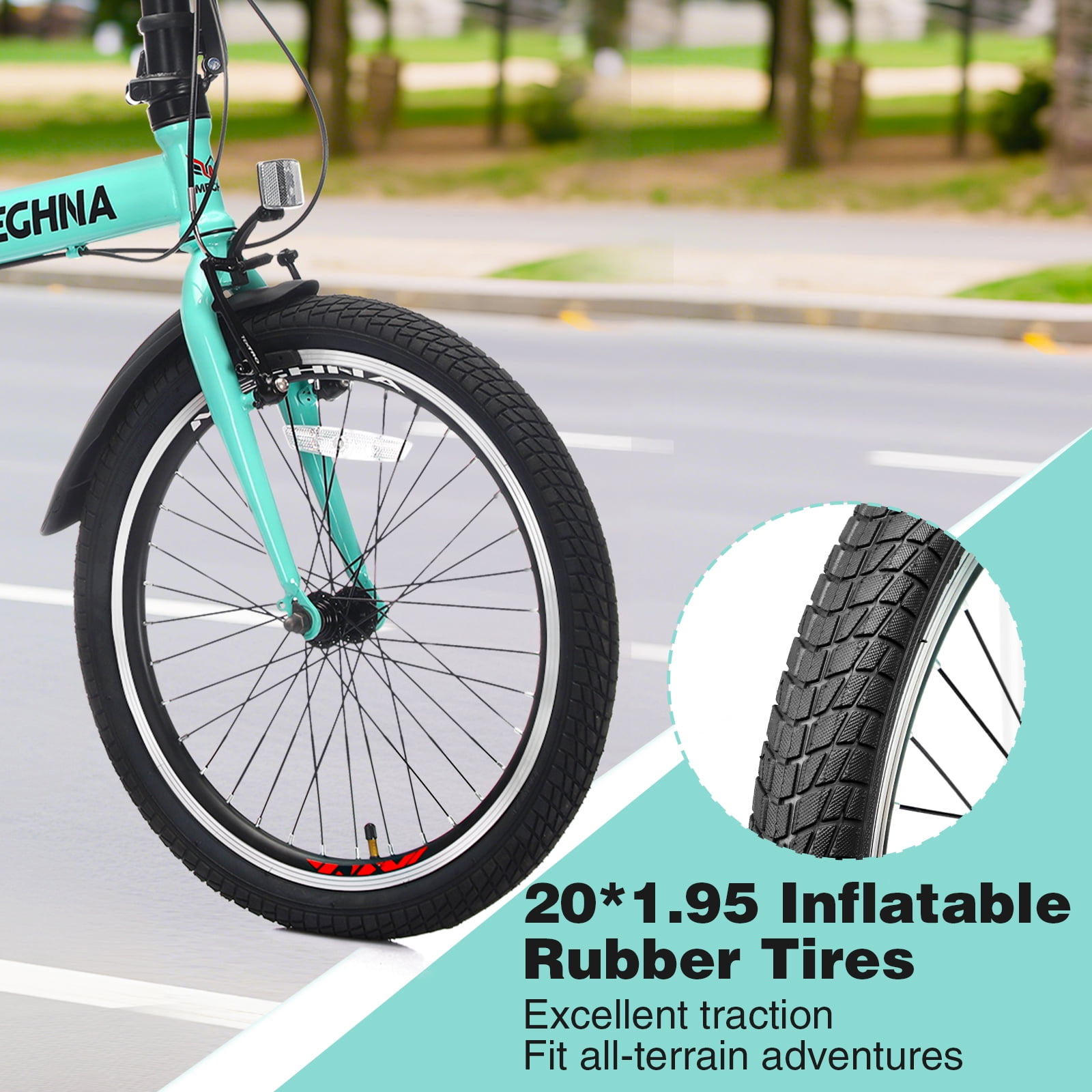 Ambifirner 20 Inch Folding Bike for Adults with Basket & Phone Holder, 6-Speed Shimano Gears, Dual V-Brakes, Steel Frame Portable Commuter Bicycle