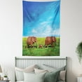 thumbnail image 4 of Elephant Tapestry, Elephant Family Walking by the Grass African Savannah Sky Landscape Safari, Wall Hanging for Bedroom Living Room Dorm Decor, 40W X 60L Inches, Green Brown Blue, by Ambesonne, 4 of 5