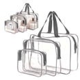 thumbnail image 2 of Transparent PVC Makeup Bag Set, Large Capacity Zipper Storage Bags For Travel Toiletry Organizer, Waterproof Cosmetic Pouch Set With Handle, Gray 3 Piece Set (Multicolor, 18*14*5CM), 2 of 5