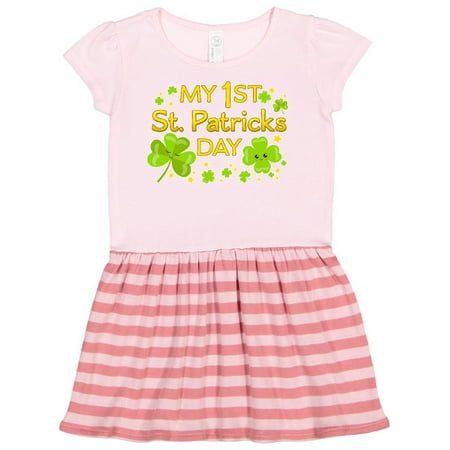 

Inktastic My First St. Patricks Day-cute smiling clovers Gift Toddler Girl Dress
