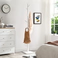 thumbnail image 3 of VASAGLE Solid Wood Coat Rack, Free Standing Hall Coat Tree with 8 Hooks, 3 Height Options, for Coats, Hats, Bags, Purses, for Entryway, Hallway, Rubberwood Hooks and Pole, Dark Walnut URCR010W01, 3 of 6