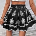 thumbnail image 5 of PNTUTB Summer Women's Bohemian Style Fashion Print Elastic Waist Drawstring Relaxed Wide Leg Shorts, 5 of 6
