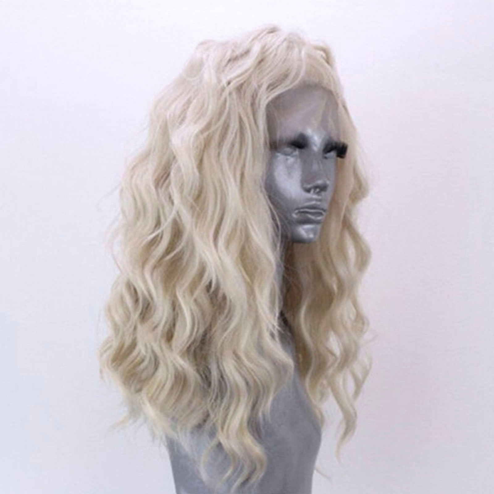 Long Red Lace Front Wig for Women, Middle Part Wavy Colored Wig with Highlight Cap, Heat Resistant Synthetic Wig(Gold,One Size)
