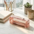 thumbnail image 5 of 1Pc Nylon Mesh Zipper Bags, 7.5" Transparent Makeup Brush Pouch, Portable Cosmetic Bags, Rectangle Pencil Case Organizer for Travel, Lipstick, Earphone, Keys - Pink, 5 of 7