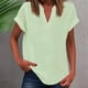 thumbnail image 2 of Camiseta sin mangas de verano para mujer, corte holgado, cuello en V plisado, sin mangas, bajo curvo, fluida, 2 of 5