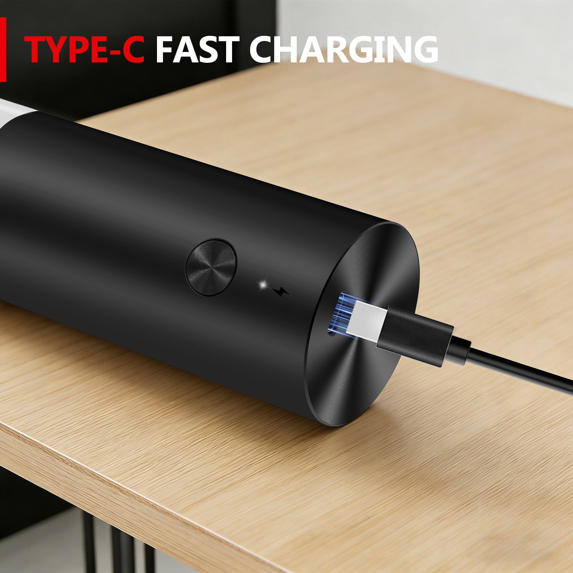 YOLETO Electric Pepper Grinder Set with Display Stand One Hand Operated USB C Rechargeable Adjustable Coarseness Ceramic Burr See Through Chamber (2 pack, Black)