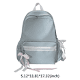thumbnail image 2 of Cute Aesthetic School Backpack, Solid Color Backpack with Zippered Side Pocket, Waterproof Bookbag for Middle School College (Blue), 2 of 6