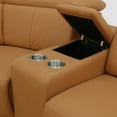 thumbnail image 3 of Power Recliner, Light Brown Reclining Sectional Sofa with USB Ports, 5-Seater Leather Reclining Couch with Console and Cup Holder for Living Room/Apartment/Home Office, 3 of 6